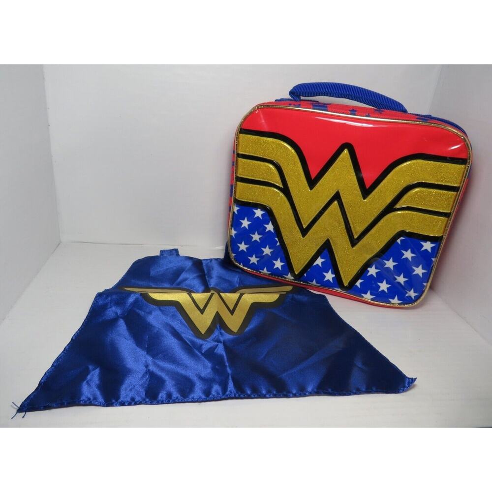 Wonder Woman Lunch Box Bag w/ Cape Detachable Insulated Purse Back to School